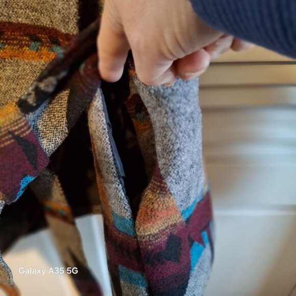 American Rag Womens Aztec Print Belted Jacket Midweight Wool Blend Size M Boho - Picture 5 of 8